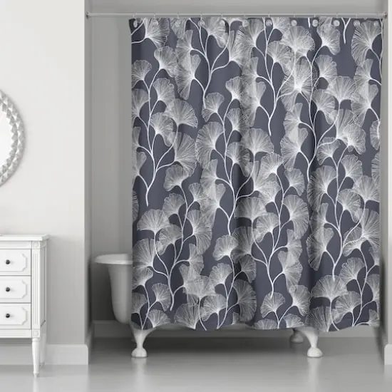 Gingko Shower Curtain Navy {3}