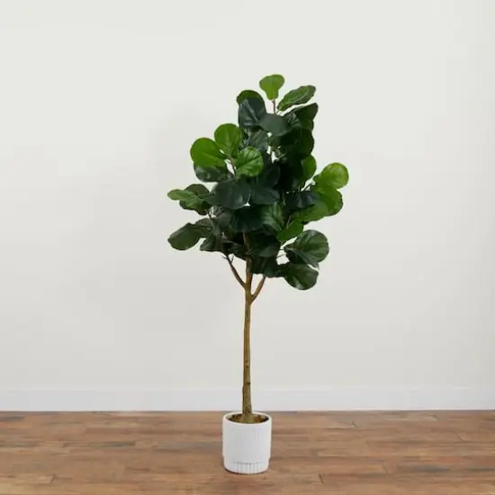 6ft. Artificial Fiddle Leaf Fig Tree with White Decorative Planter {7}