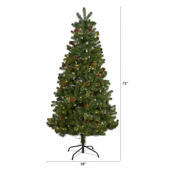 6ft. Pre-Lit Rocky Mountain Spruce & Pinecone Artificial Christmas Tree, Clear LED Lights {3}