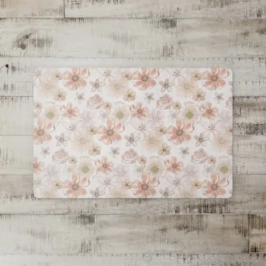 Watercolor Florals Floor Mat Pink {3}