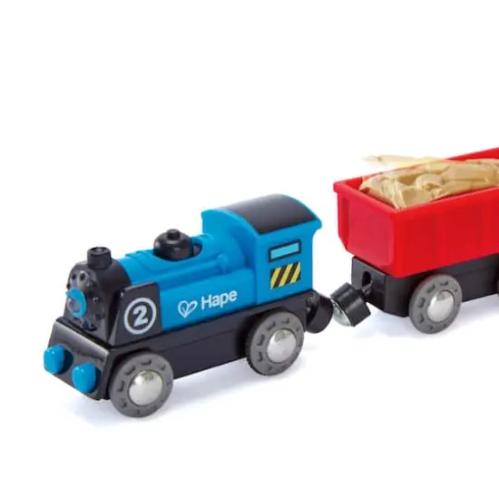 Hape Battery Powered Rolling-Stock Colorful Wooden Train Set {5}