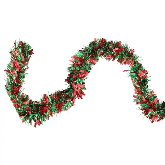 50ft. Christmas Shiny Red & Green Tinsel Garland {3}