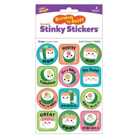 TREND Enterprises&reg; Sushi Sweet, Ginger Scent Scratch 'n Sniff Stinky Stickers&reg;, 6 Packs of 48 {4}