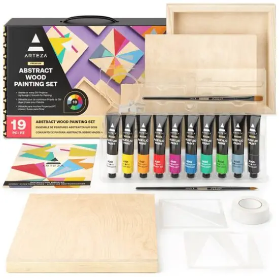 Arteza 19 Piece Abstract Wood Painting Kit {1}