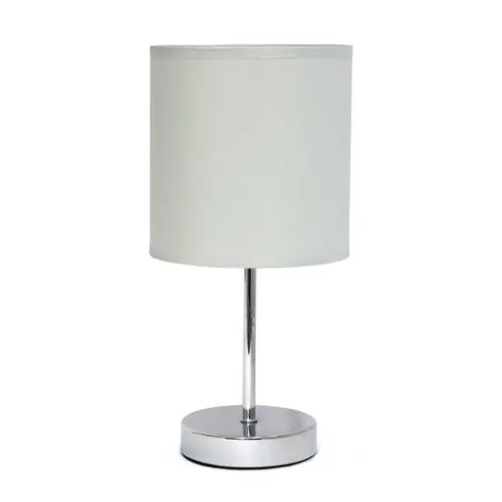 Creekwood Home Nauru 12" Brushed Nickel Petite Metal Stick Table Lamp Slate Gray {1}
