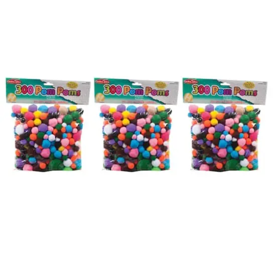 Charles Leonard Creative Arts&trade; Pom Poms, 3 Packs of 300 {1}