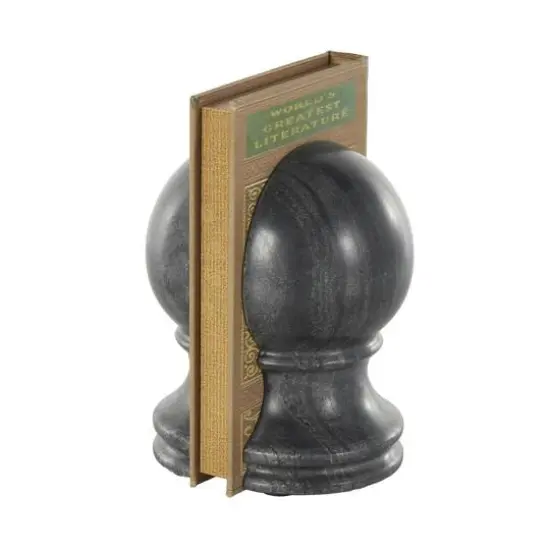 7" Black Marble Globe Sleek Orb Decorative Bookends, 2ct. {8}