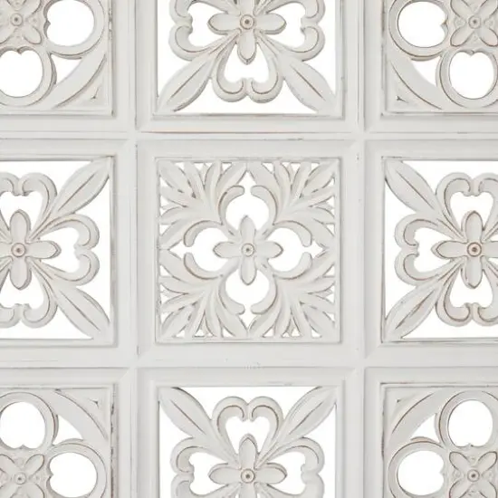 White Wood Traditional Floral Wall Decor 29" x 29" x 2" {4}