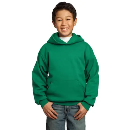 Port & Company&reg; Colors Youth Core Fleece Pullover Hooded Sweatshirt Kelly Green {3}