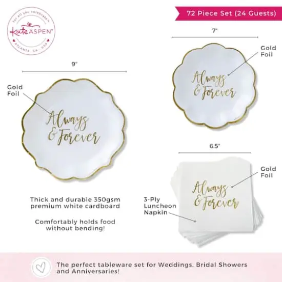Kate Aspen Always & Forever Gold Party Tableware Set, 72ct. {7}