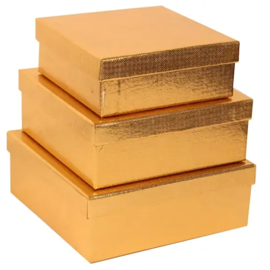 JAM Paper Gold Square Gift Box Nesting Set {1}