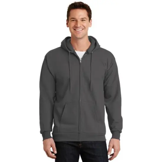Port & Company&reg; Essential Fleece Full-Zip Hooded Sweatshirt Charcoal {3}