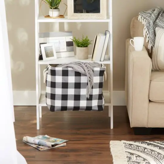 DII&reg; Large Rectangle White/Black Buffalo Check Polyester Bin {6}