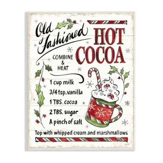 Stupell Industries 19" Old Fashioned Hot Cocoa Recipe Wall Plaque {1}
