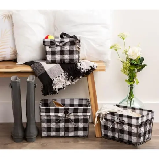DII&reg; Black & White Checkered Chicken Wire Basket Set {7}
