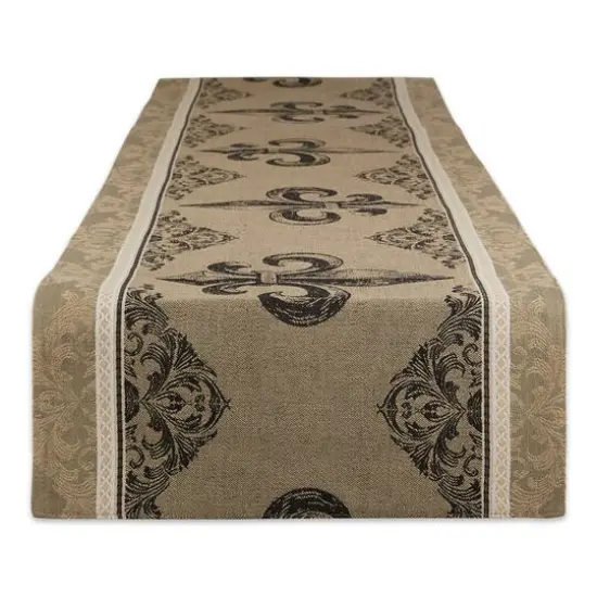 Fleur De Lis Stripe Jacquard Table Runner {1}