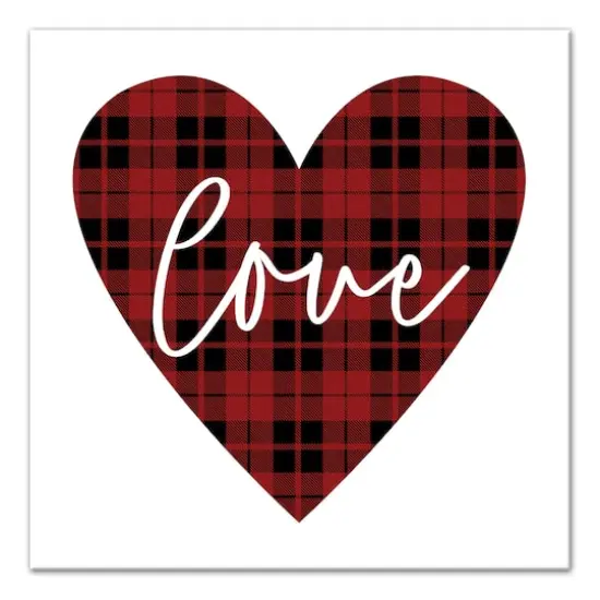 Love Plaid Heart Canvas Wall Art {1}