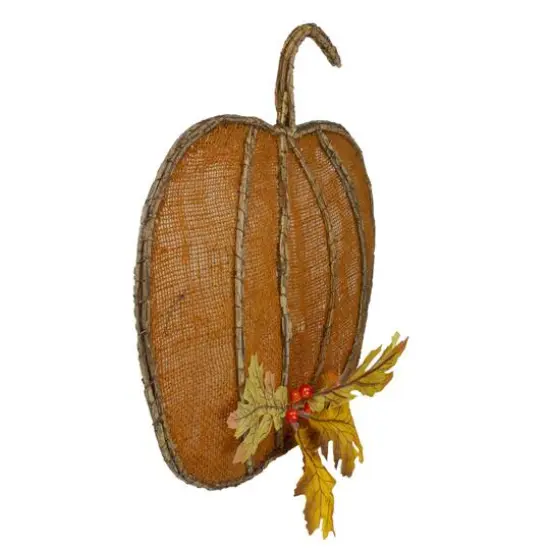19" Orange Burlap & Vine Pumpkin Wall D&eacute;cor {4}