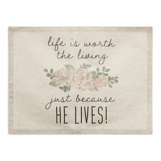 Because He Lives 2 18" x 14" Poly Twill Placemat {1}