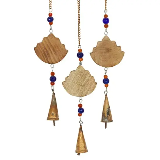 Brown Mango Wood Eclectic Style Windchime, 5" x 32" {4}