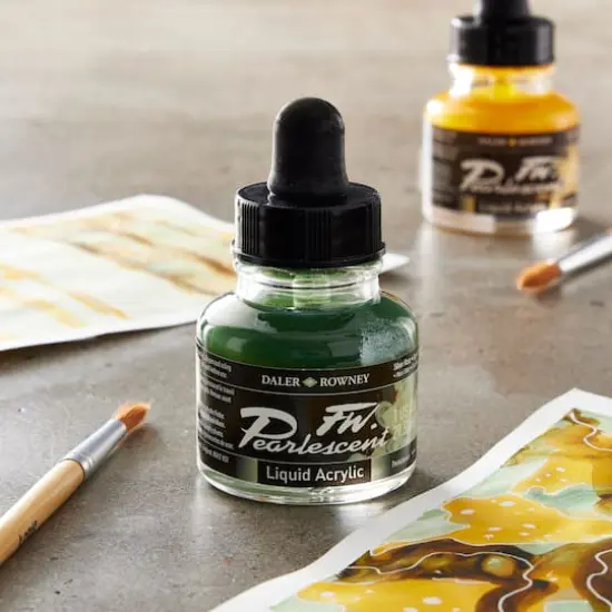 Daler-Rowney&reg; 1oz. FW Pearlescent Liquid Acrylic Ink 129 Silver Moss {3}