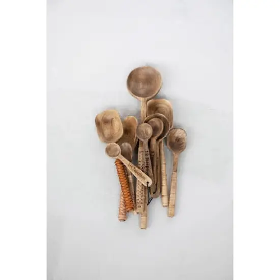 Hello Honey&reg; Mango Wood Measuring Spoon Set in Printed Drawstring Bag {3}