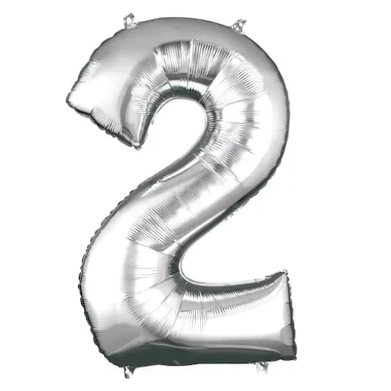 34" Silver Number Foil Balloon 2 {1}