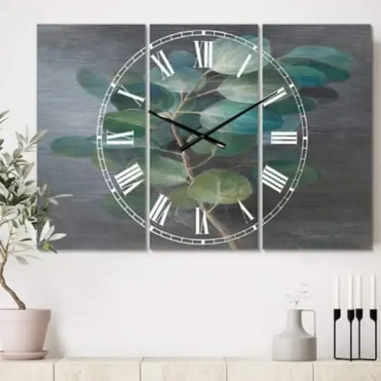 Designart Fresh Leaves 3 Panel Farmhouse Wall Clock {3}