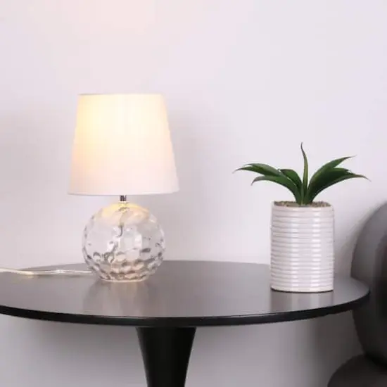 13" Glass Sphere Table Lamp with White Fabric Shade by Ashland® Clear {3}