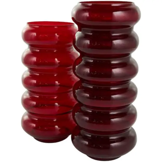 Red Glass Bubble Vase Set {4}