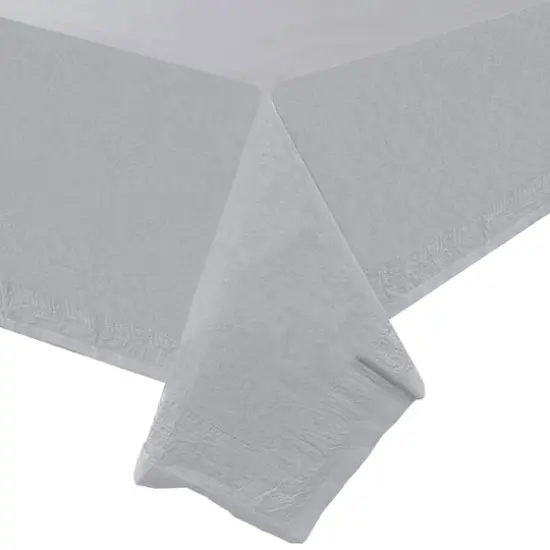 JAM Paper 108" Rectangular Plastic Lined Paper Table Cover Silver {6}