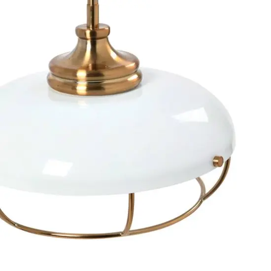 Hello Honey&reg; Robert Stevenson Lighting Presley Caged Dome Metal Ceiling Light Brushed Brass/White {5}