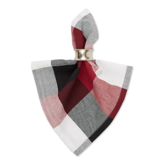 DII&reg; Oversized Tri Color Check Cloth Dinner Napkins, 6ct. Cardinal Red {5}