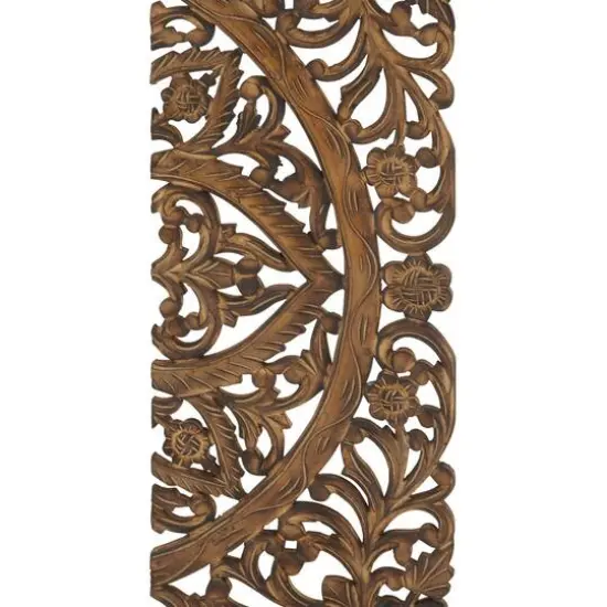 36" Brown Wood Traditional Floral Wall D&eacute;cor Set {5}