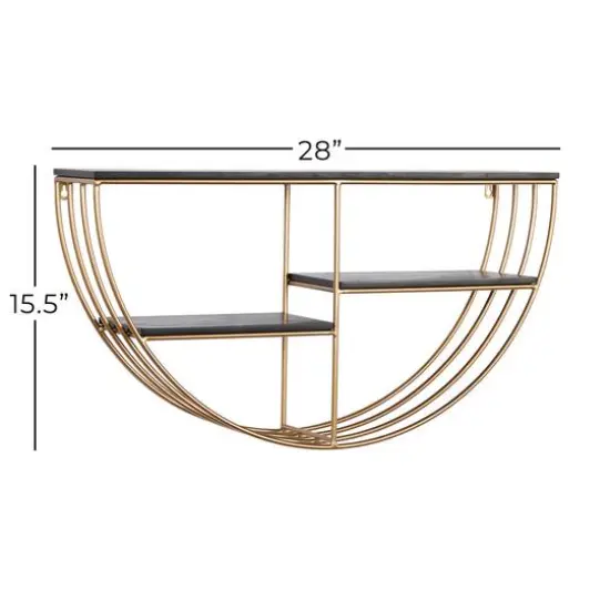 28" Gold Wood Contemporary Wall Shelf {8}