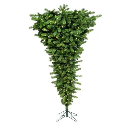7.5ft. Pre-Lit Green Upside Down Artificial Christmas Tree, Warm White Dura-Lit&reg; LED Lights {1}