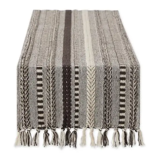 DII&reg; 108" Braided Stripe Table Runner Dark Brown {1}