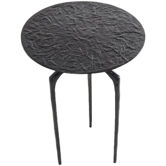 22" Gray Aluminum Geometric Textured Accent Table {5}