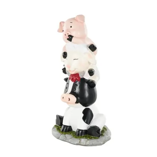 14" Multicolor Farm Animals Stacked Decorative Sculpture {4}