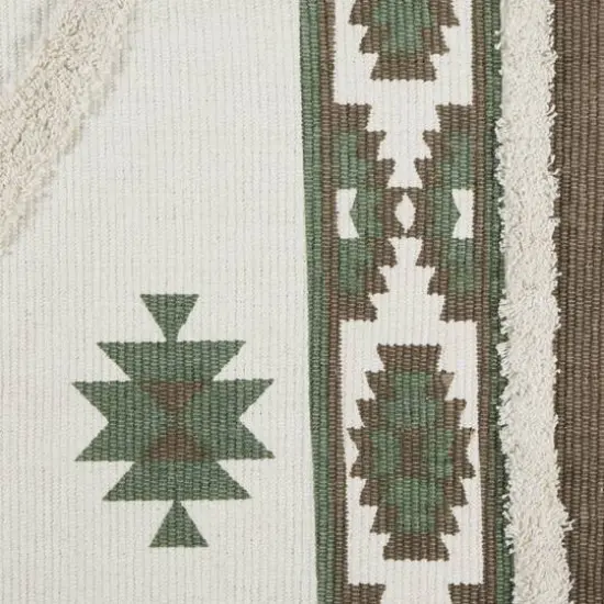 DII&reg; Printed Off-White Hand-Loomed Shag Rug Runner, 2ft. x 3" x 6ft. Brown/Green {5}