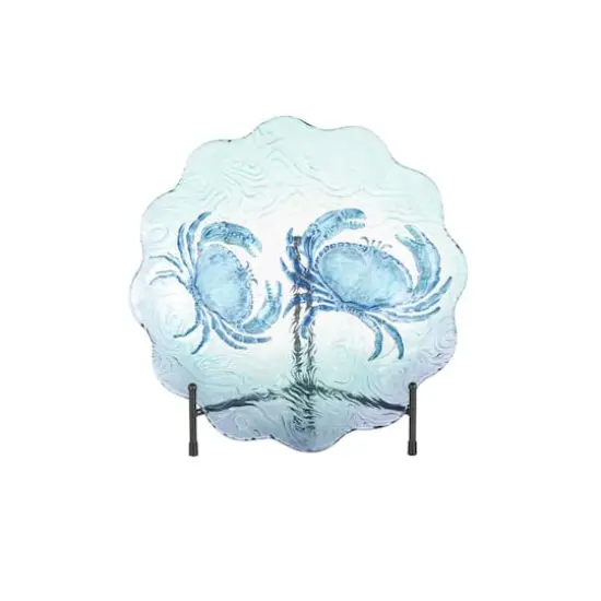 18" Blue Ombre Crab Glass Charger with Wavy Edge {1}