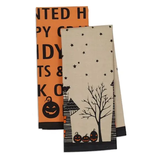 DII&reg; Haunted Hollow Printed Dishtowels Set {3}