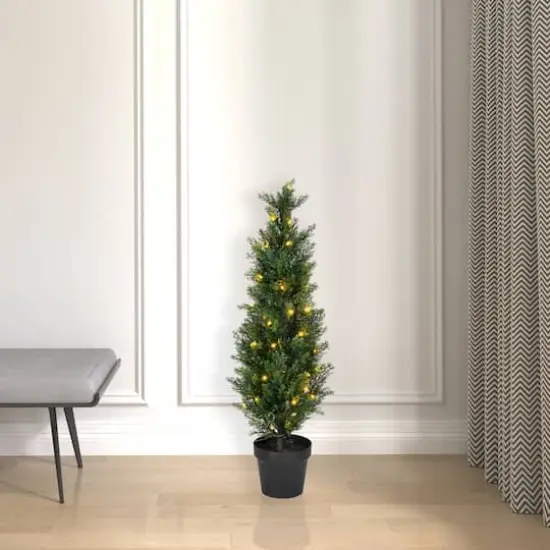3ft. Pre-Lit Potted Green Cedar Tree {3}