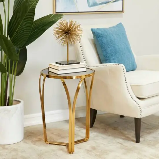 Gold Metal Contemporary Accent Table 23" x 16" x 16" {8}