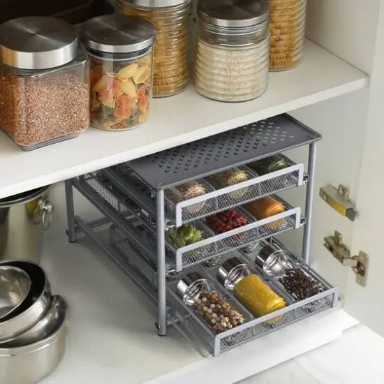 NEX&trade; 3-Tier 18-Bottle Metal Spice Rack with Drawer Organizer {7}