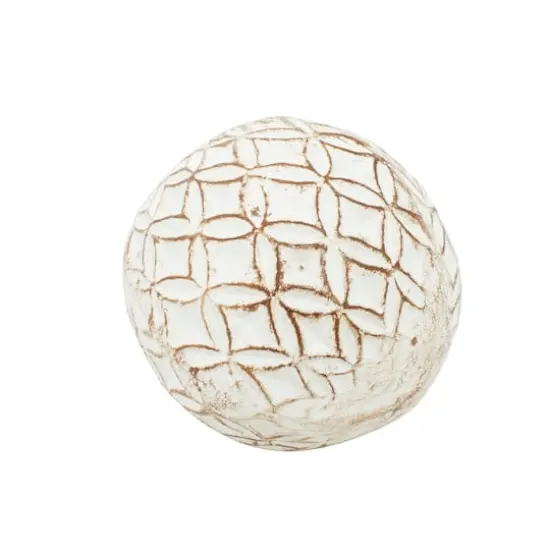 4" Distressed White Ceramic Country Orb Vase Filler Set {5}