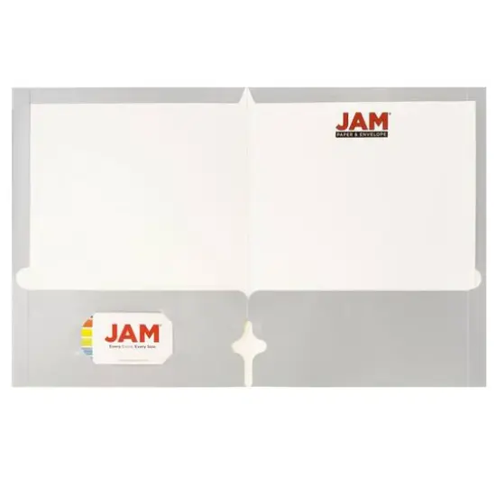 JAM Paper Laminated 2-Pocket Glossy 3-Hole Punch School Folders, 6ct. Silver {3}