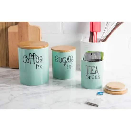 DII&reg; Coffee, Sugar & Tea Ceramic Canister Set Aqua {4}