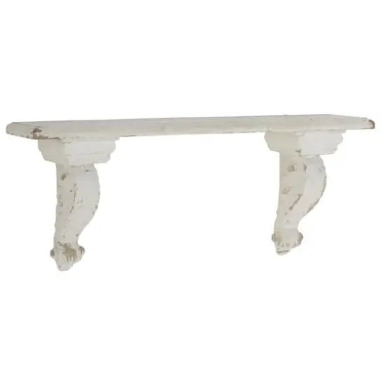 White Wood Farmhouse Wall Shelf {1}