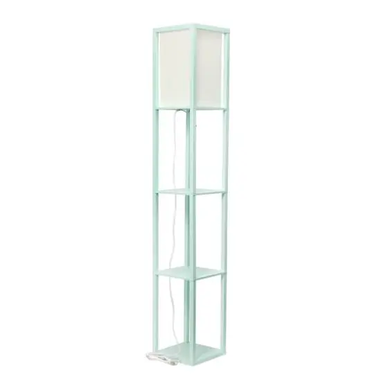 Lalia Home 5ft. Column Shelf Floor Lamp with Linen Shade Aqua {11}